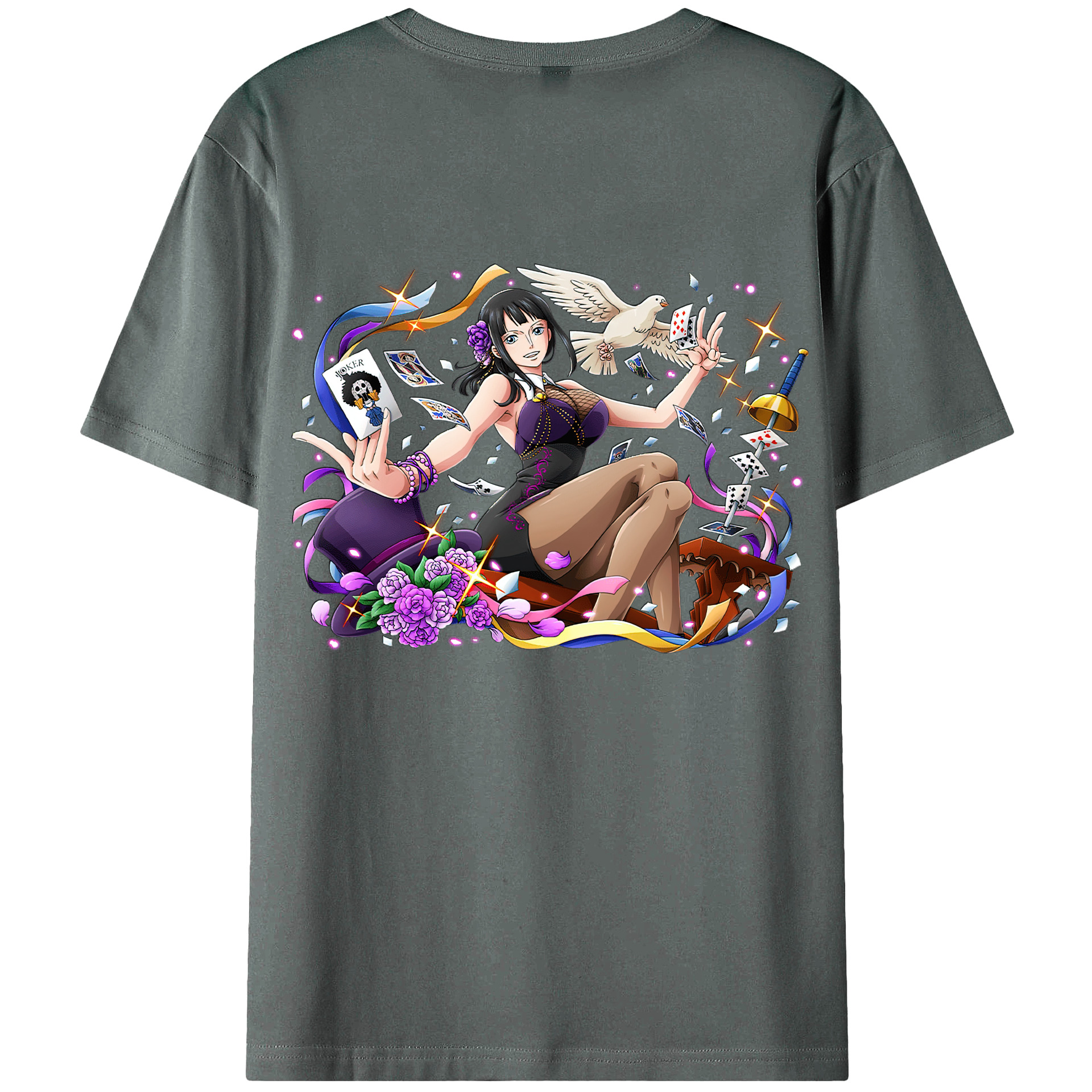 ワンピース ニコ・ロビン ONE PIECE Nico Robin 綿100％ メンズ半袖Tシャツ（バックプリント） 通気性